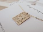 Birth Flower Garden Rectangle Name Necklace For Cheap