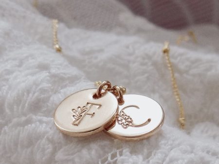 Mini Floral Monogram Necklace For Cheap