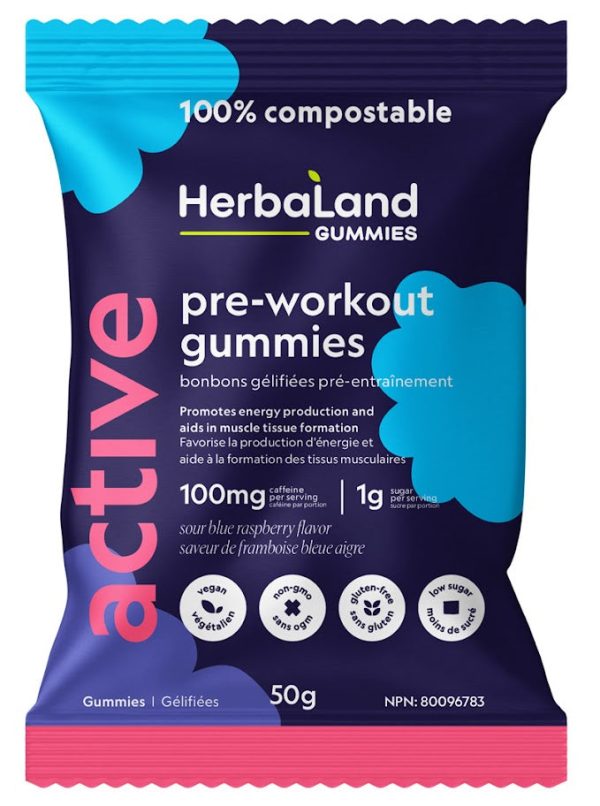 HerbaLand Active Pre-Workout Gummies - Sour Blue Raspberry on Sale