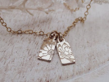 Birth Flower Mini Tags Necklace Online Hot Sale