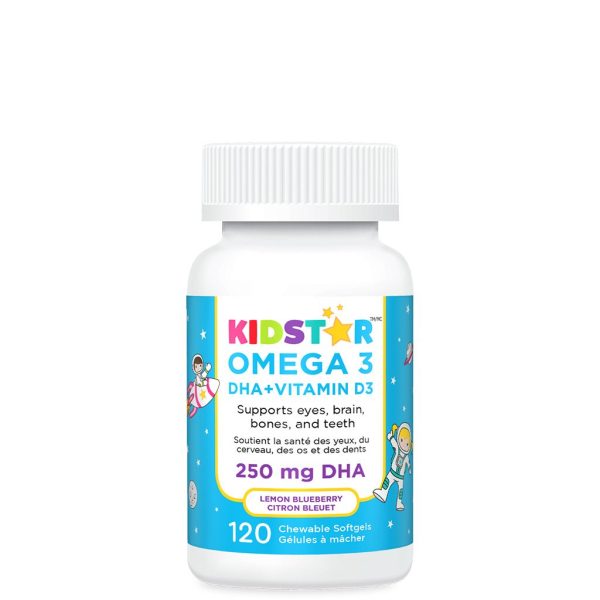 KidStar Nutrients Omega 3 DHA + Vitamin D3 - Lemon Bluberry (120 Chewable Softgels) on Sale