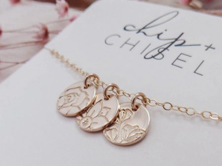 Birth Flower Mini Discs Necklace Discount