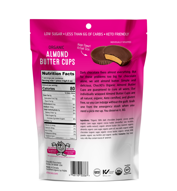 ChocXO Almond Butter Cups - Dark Chocolate (98 g) Online now