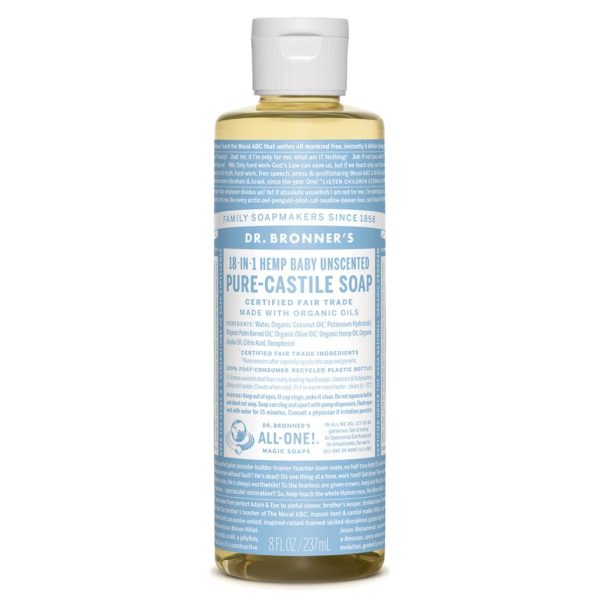 Dr. Bronner s 18-in-1 Pure-Castile Soap - Hemp Baby Unscented For Sale