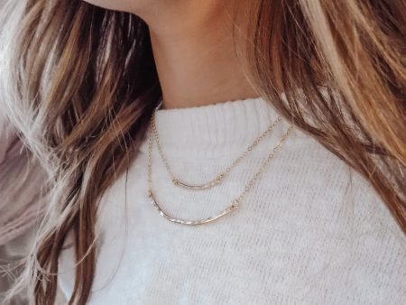 Hammered Crescent Bar Necklace - Two Sizes Online