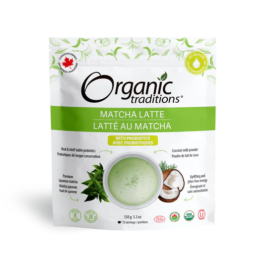 Organic Traditions Matcha Latte with Probiotics (150 g) For Sale