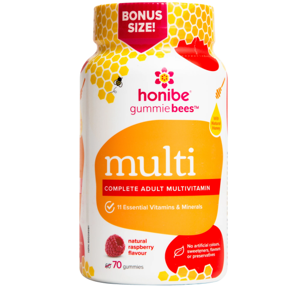 Honibe Gummiebees Multi Complete Adult Multivitamin - Natural Raspberry (70 Gummies) Discount