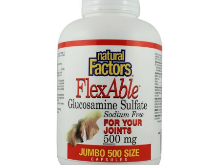 Natural Factors FlexAble Glucosamine Sulfate Sodium Free 500 mg JUMBO SIZE (500 Capsules) Cheap