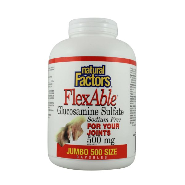 Natural Factors FlexAble Glucosamine Sulfate Sodium Free 500 mg JUMBO SIZE (500 Capsules) Cheap