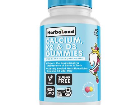 HerbaLand Calcium, K2 & D3 Adult Gummies - Strawberry Banana & Passionfruit (90 Gummies) Fashion