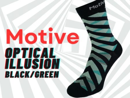 Motive Sock Sport Performance Illusion Crew - Black Green Supply