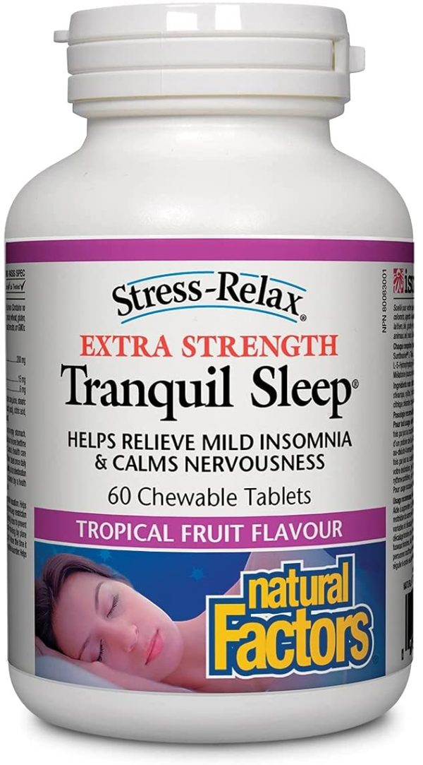 Natural Factors Stress-Relax Tranquil Sleep Extra Strength - Tropical Fruit (60 Chewable Tablets) Online now