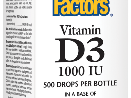 Natural Factors SunVitamin D3 1000 IU 25 mcg Drops (15 mL) on Sale