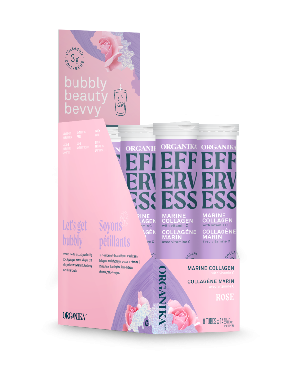 Organika Effervess Marine Collagen with Vitamin C 14 Tablets - Rose (Tubes) For Discount