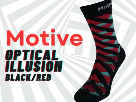 Motive Sock Sport Performance Illusion Crew - Black Red Cheap