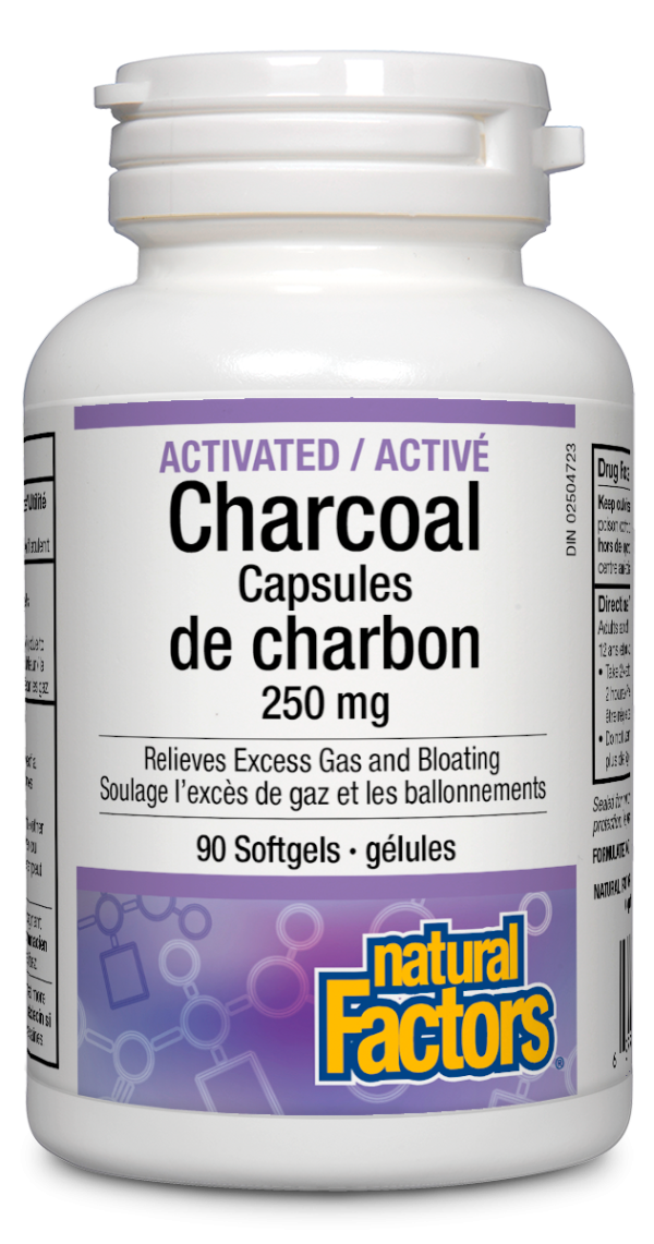 Natural Factors Activated Charcoal Capsules 250 mg (90 Softgels) Cheap