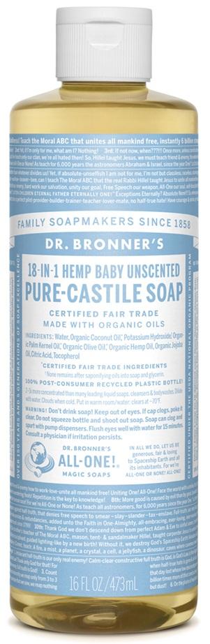 Dr. Bronner s 18-in-1 Pure-Castile Soap - Hemp Baby Unscented For Sale