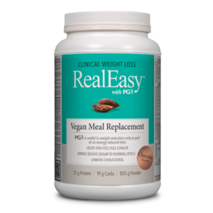 Natural Factors RealEasy With PGX Vegan Meal Replacement Powder - Chocolate (855 g) on Sale