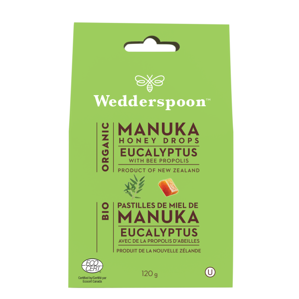 Wedderspoon Organic Manuka Honey Drops - Eucalyptus with Bee Propolis (120 g) Online Sale