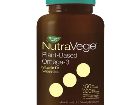 NutraVege Plant-Based Omega-3 + Vitamin D (30 Softgels) For Sale