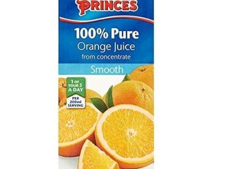 Princes 100% Pure Orange Juice from Concentrate Smooth 1 Litre (Pack of 12) For Discount