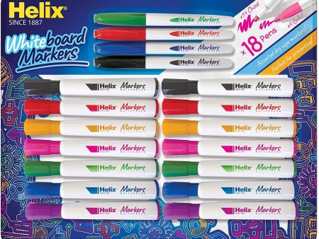 Helix Dry Wipe Whiteboard Marker Pens Set - 18 Piece Cheap