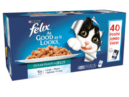 Felix As Good As It Looks Adult Wet Cat Food Ocean Feasts in Jelly Pack of  40 X 100G For Cheap